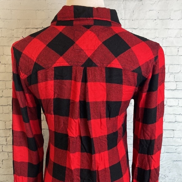 Rails Buffalo Plaid Button Down Flannel Shirt Black Red Fall Holiday Rockabilly - Picture 10 of 16